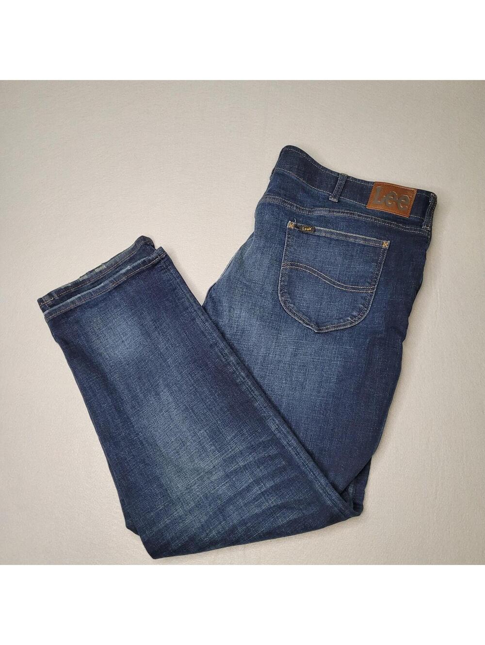Lee Extreme Motion MVP Straight Fit Tapered Leg Jeans Mens 42x32 Dark Wash